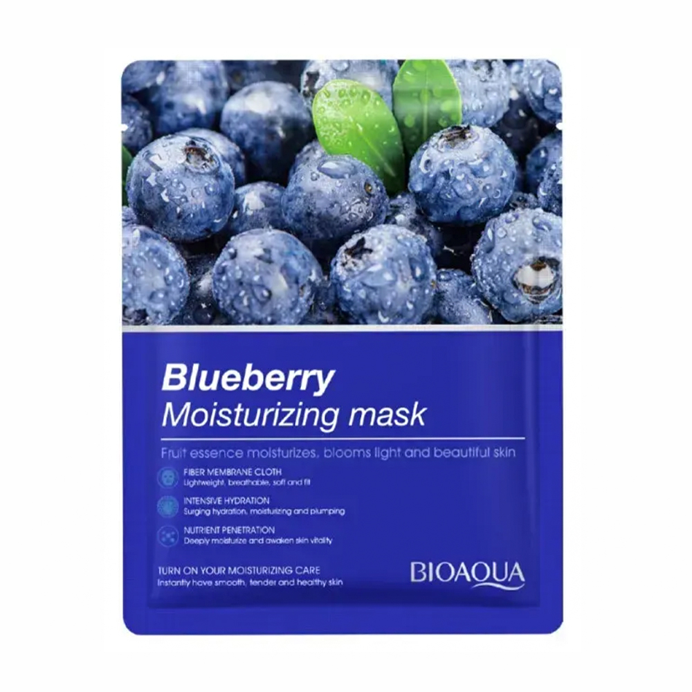 Тканинна маска для обличчя Bioaqua Blueberry Moisturizing Mask з екстрактом чорниці, 25 г