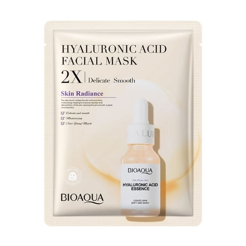 Тканинна маска для обличчя Bioaqua Hyaluronic Acid Facial Mask 2X Delicate Smooth з гіалуроновою кислотою, 30 г