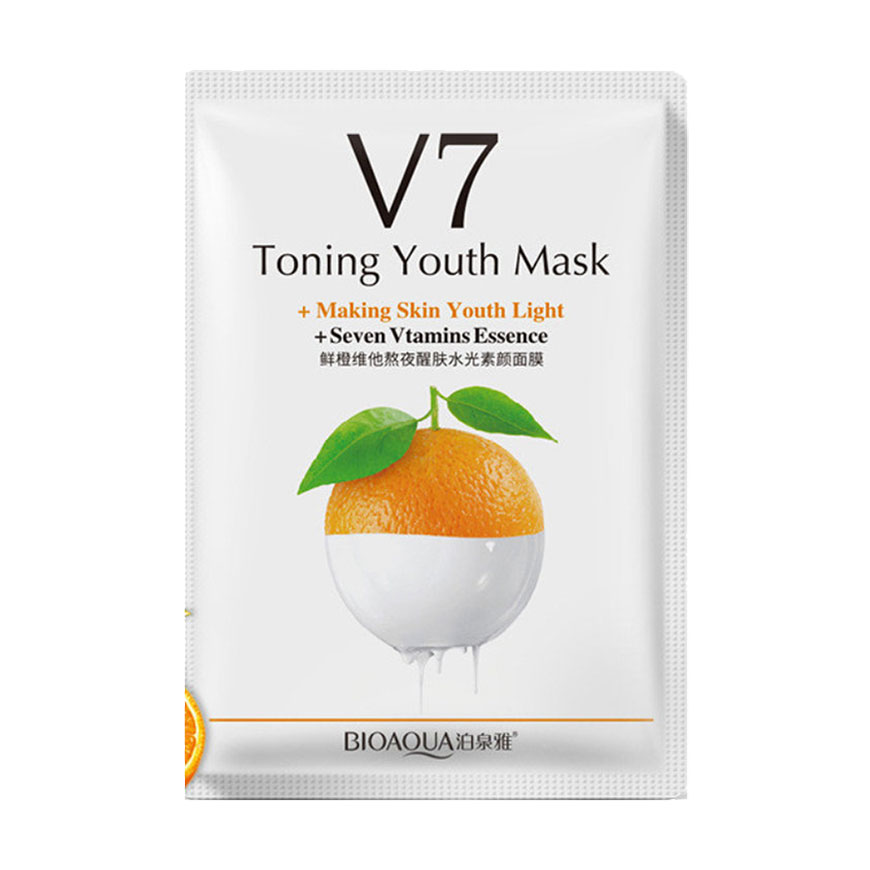 Вітамінна тканинна маска для обличчя Bioaqua V7 Toning Youth Mask з екстрактом апельсина та вітамінами, 30 г