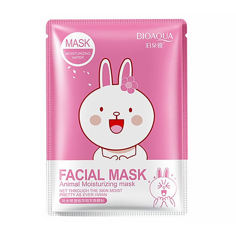Зволожувальна тканинна маска для обличчя Bioaqua Facial Mask Animal Moisturizing Заєць, з есенцією квітів вишні, 30 г